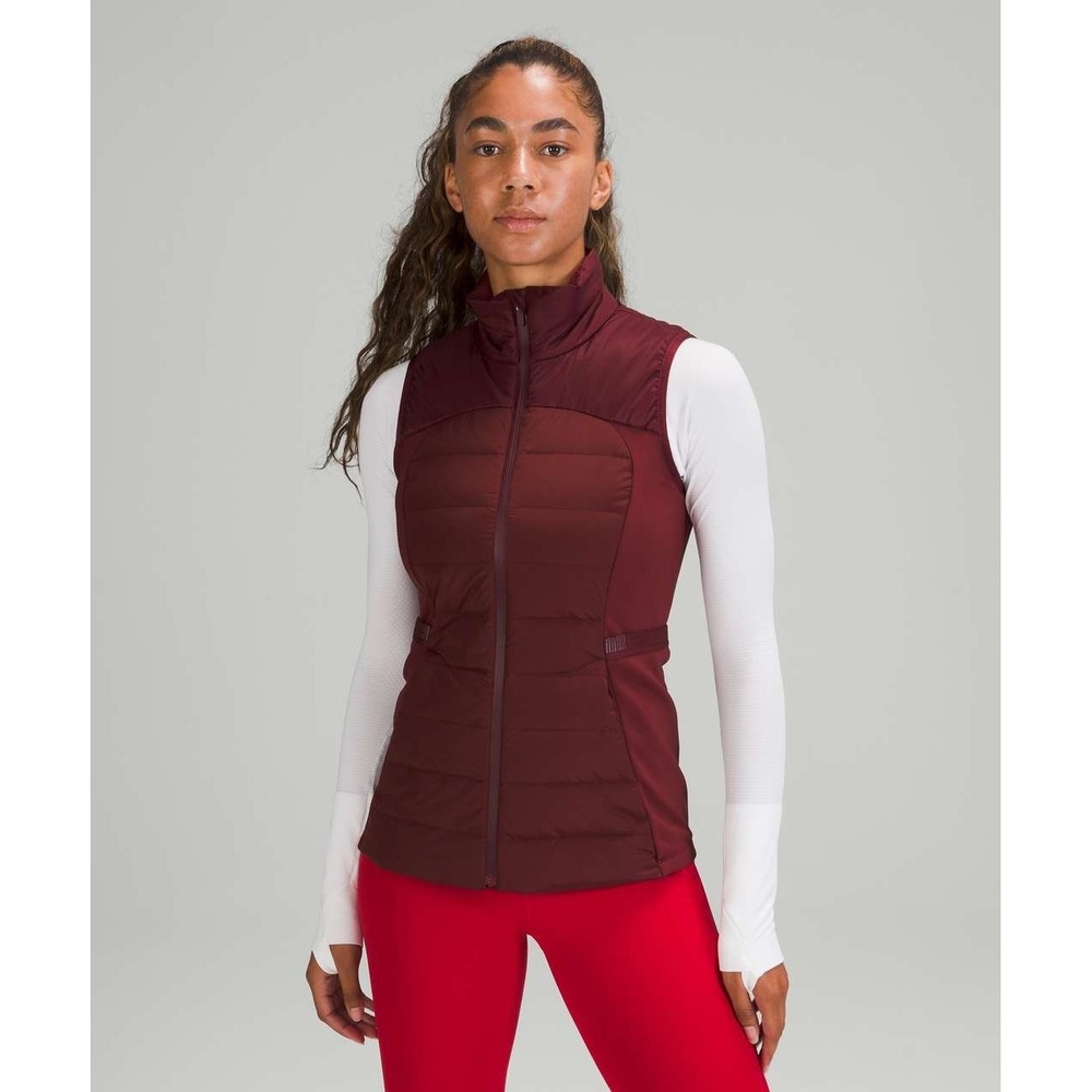 Lululemon Down For It All Vest Size 8 Red Merlot Goose Down Puffer EUC Running